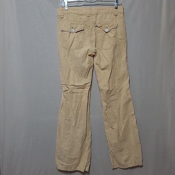 Daughters of the Liberation Yellow Linen Flare Pants Sz 4 Anthropologie Low Rise - Picture 4 of 12